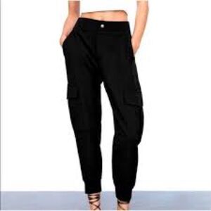 ZARA CUFFED CARGO  BLACK PANTS SIZE S Pockets Comfort Soft